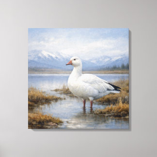 Wildlife Snow Goose Mountain Lake Leinwanddruck