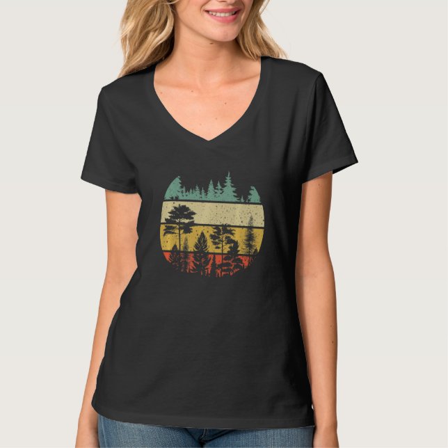 Wildlife Trees  Outdoors Nature Retro Forest T-Shirt (Vorderseite)