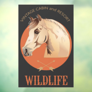 Wildlife Vintage Cabin und Resort Horse Head Schil Fensteraufkleber