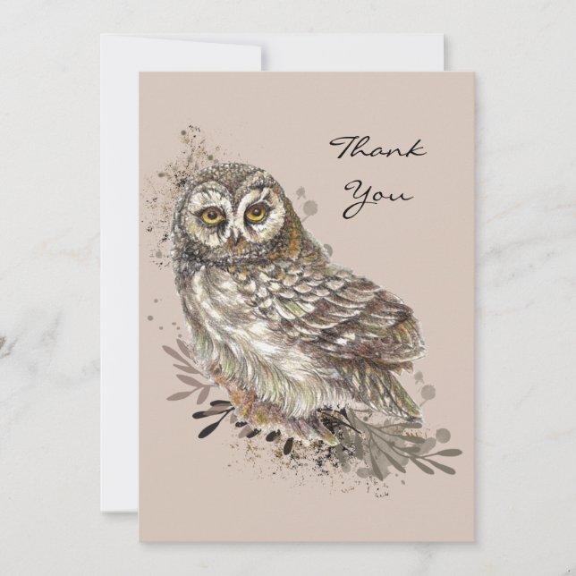 Wildlife Watercolor Art, Owl, Bird Karte (Vorderseite)
