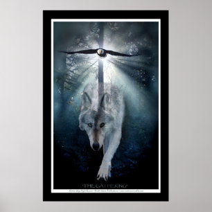 Wildlife Wolf & Adler Kunst Print Poster