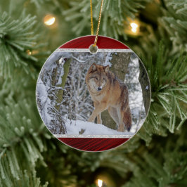 Wildlife Wolf Snow Foto Keramik Ornament