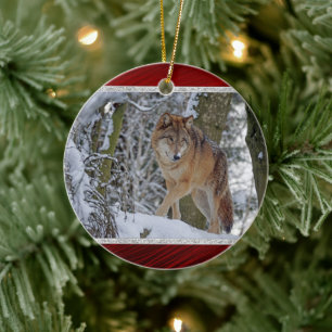 Wildlife Wolf Snow Foto Keramik Ornament
