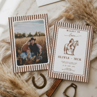 Wildly in Love Western Cowboy Horse Photo Wedding Einladung