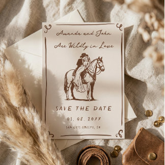 Wildly in Love Western Rustic Cowboy Save the Date Einladung