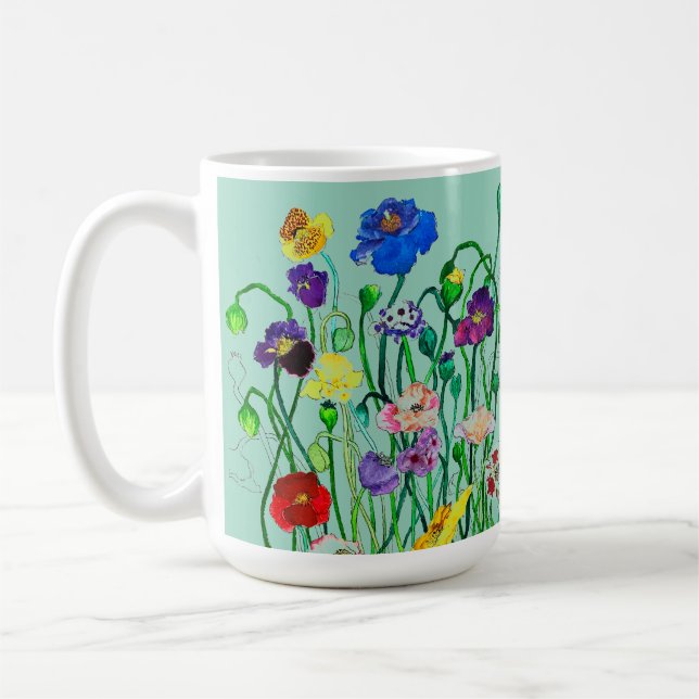 Wildmohnwasserfarbe Kaffeetasse (Links)