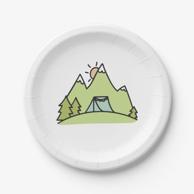 Wildnis-GebirgswaldCamping Pappteller (Vorderseite)