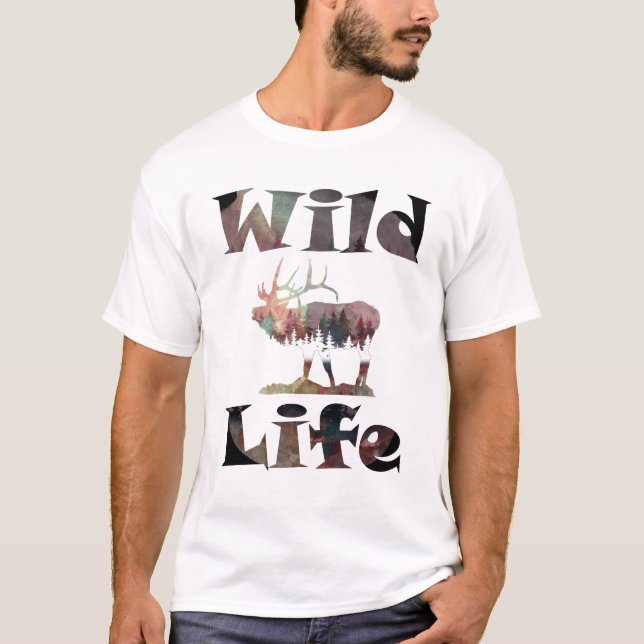 Wildnis mit dem Wasserfarbendesign des Bugling Elk T-Shirt (Vorderseite)