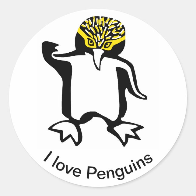 Wildnis - Niedlich glücklich I Liebe PENGUINS - Na Runder Aufkleber (Vorderseite)