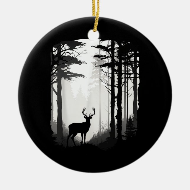 Wildnis Rotwildwald Keramik Ornament (Vorne)