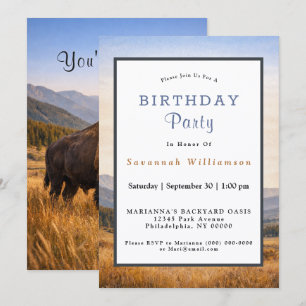 Wildnislandschaft Amerikanischer Bison Geburtstag Einladung