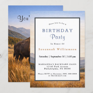 Wildnislandschaft Amerikanischer Bison Geburtstag Einladung