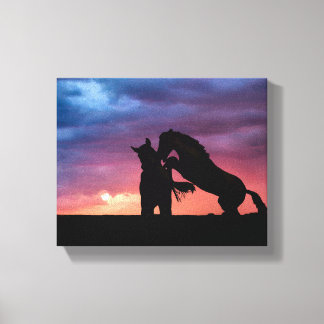 Wildpferd-Sonnenuntergang des Salzes 10x8 Leinwanddruck