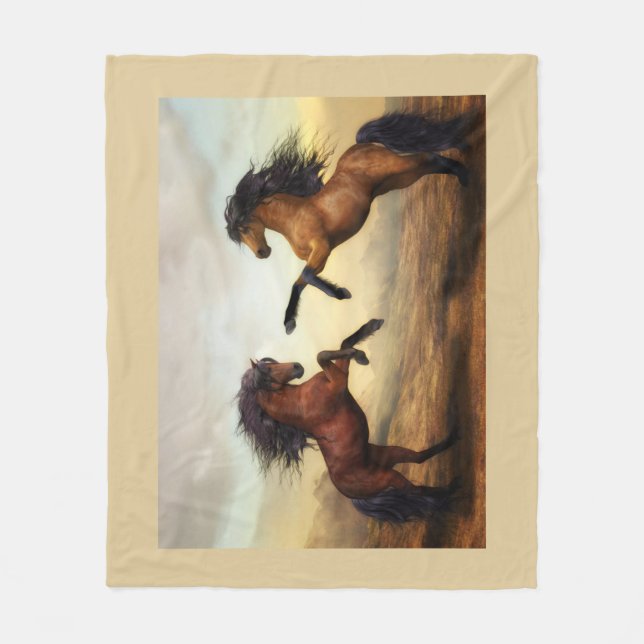 Wildpferde Fleecedecke (Vorderseite)