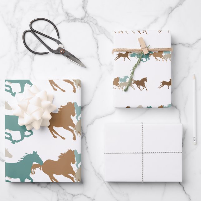 Wildpferde Geschenkpapier Set (Vorderseite)