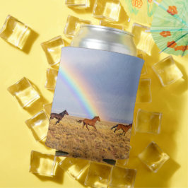 Wildpferde mit Regenbogen Dosenkühler
