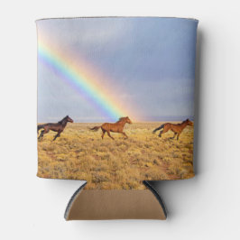 Wildpferde mit Regenbogen Dosenkühler