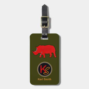 Wildrhinozeros fügen Namen hinzu. Monogramm Gepäckanhänger