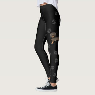 Wildschwein-Draht-Dachshund-Cartoon-Hund & Pfoten Leggings