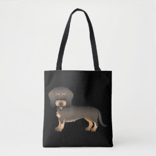 Wildschwein-Draht-Dachshund-Hund auf Schwarz Tasche