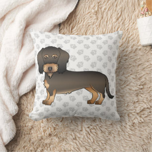 Wildschwein-Draht-haar-Dachshund-Cartoon-Hund & Pf Kissen