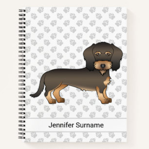 Wildschwein-Draht-haar-Dachshund-Cartoon-Hund & Te Notizbuch