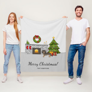 Wildschwein-Draht-haar-Dachshund - Weihnachtszimme Fleecedecke