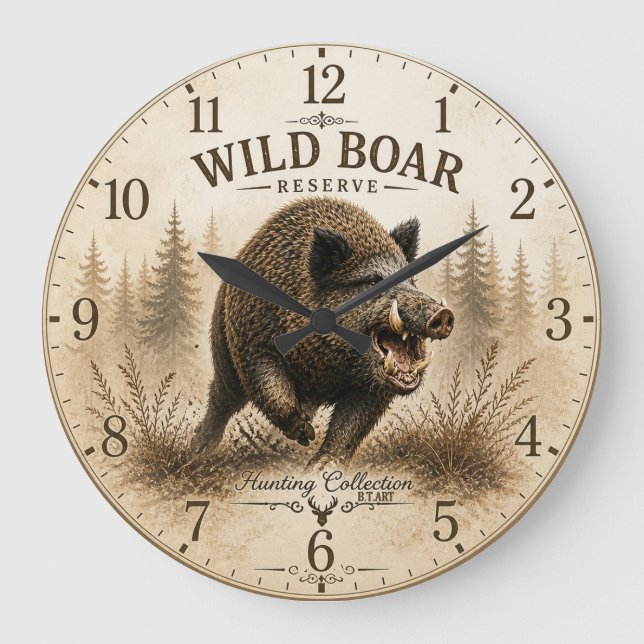 Wildschwein Große Wanduhr (Vorderseite)