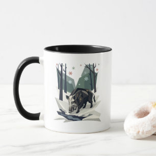 Wildschwein im Winterwald  Tasse