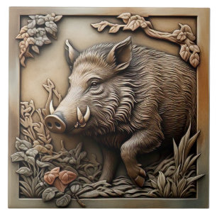 Wildschwein - Keramik für Kunst und Handwerk Fliese