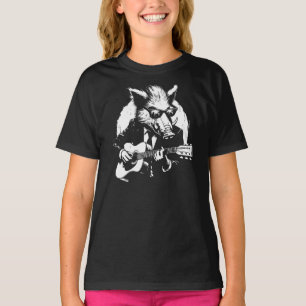 Wildschwein spielt Gitarre in der Rockband T-Shirt