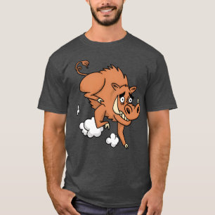 Wildschwein Tier Cartoon laufend lustig T-Shirt