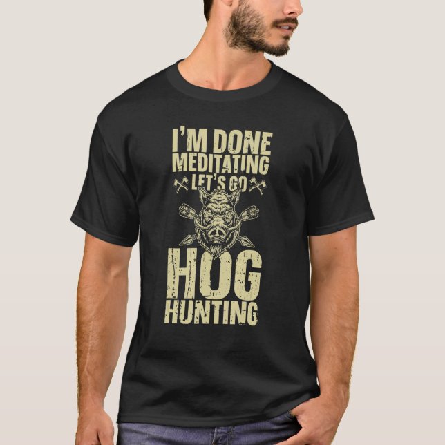 Wildschwein Wildschweinhing Hunter Vintages Schwei T-Shirt (Vorderseite)