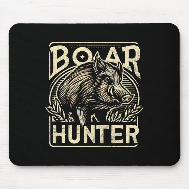 Wildschweine Cool Retro Hog Jagd Männer Vintag Mousepad (Vorne)