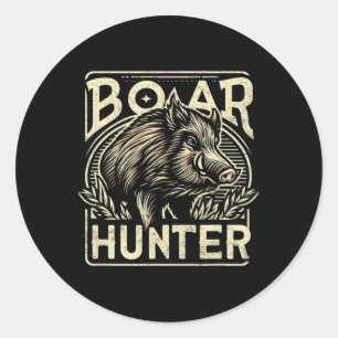 Wildschweine Cool Retro Hog Jagd Männer Vintag Runder Aufkleber