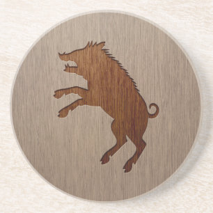 Wildschweine in Holzdesign Getränkeuntersetzer