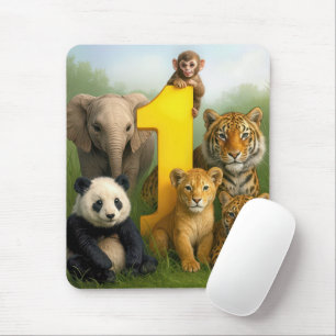 Wildtier-Babys mit der Nummer Eins Mousepad