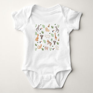 Wildtier mit Dschungelbaum-Muster Baby Strampler