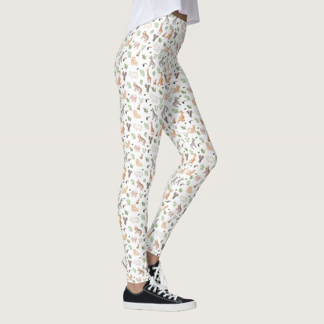 Wildtier mit Dschungelbaum-Muster Leggings (Rechts)