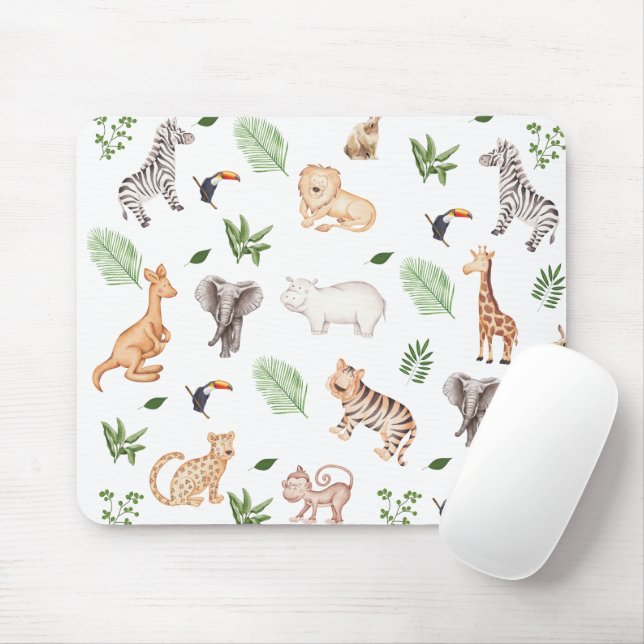 Wildtier mit Dschungelbaum-Muster Mousepad (Mit Mouse)