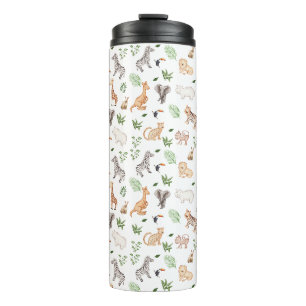 Wildtier mit Dschungelbaum-Muster Thermosbecher