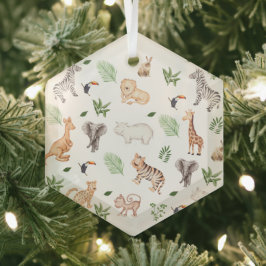 Wildtier mit Dschungelbaummuster Ornament Aus Glas