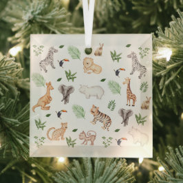 Wildtier mit Dschungelbaummuster Ornament Aus Glas