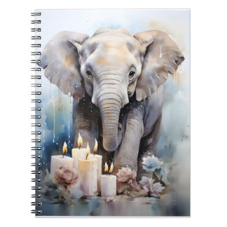 Wildtier mit Kerzen und Blume Elefant Notizblock