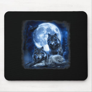 Wildtier Wolf heult Mond Wald Natur wild Mousepad