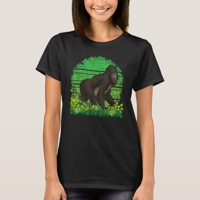 Wildtieraffe   Regenwald Retro Gori T-Shirt (Vorderseite)