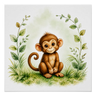 Wildtieraffe Wandkunst Naturposter Poster
