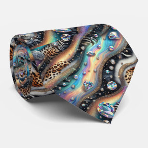Wildtierdruck Opal gepunktete Krawatte