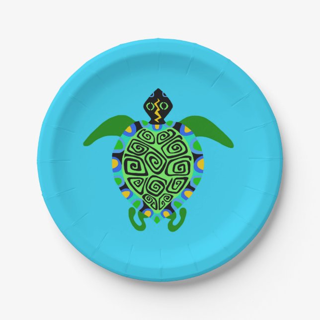 Wildtiere - Cooles Meer - TURTLE - Aqua-Party Pappteller (Vorderseite)