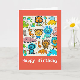 Wildtiere der Kinder, Geburtstagskarte Karte